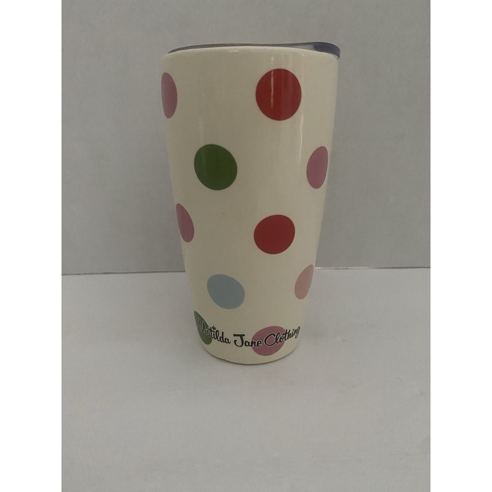 MATILDA JANE CLOTHING Wonderment Polka Dot 16 Oz Ceramic Mug With Lid